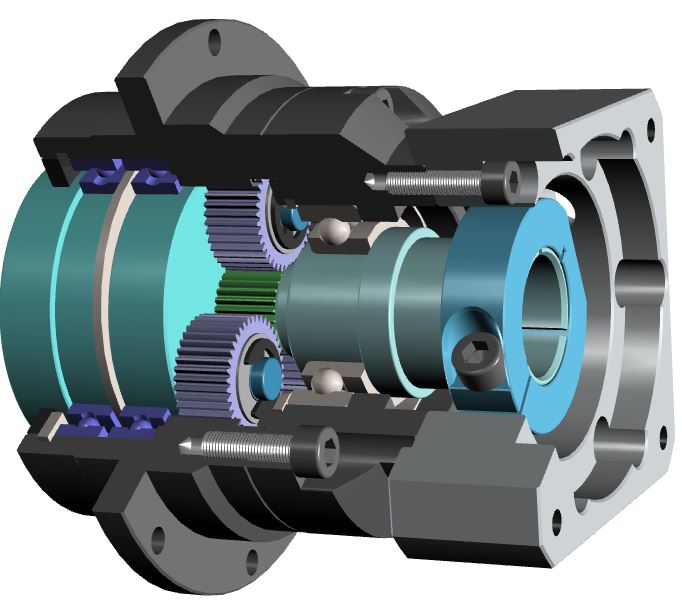 Spirit - low-backlash planetary gearbox with a rotating flange.