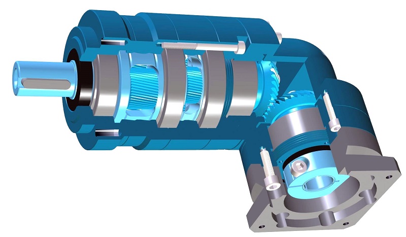 Right-angle low-backlash planetary gearbox